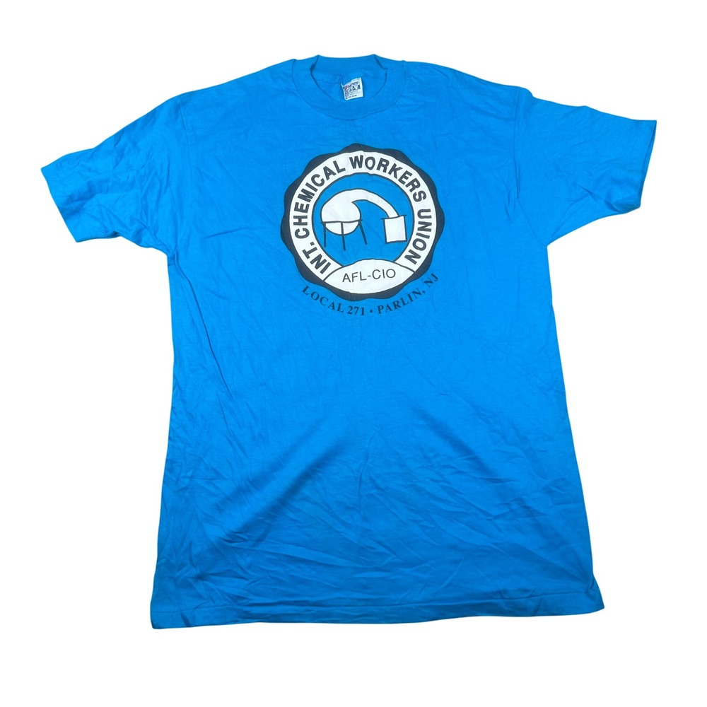 Hanes Beefy-T Single Stitch Men XL Blue Chemical Workers Union Local 271 Tee USA